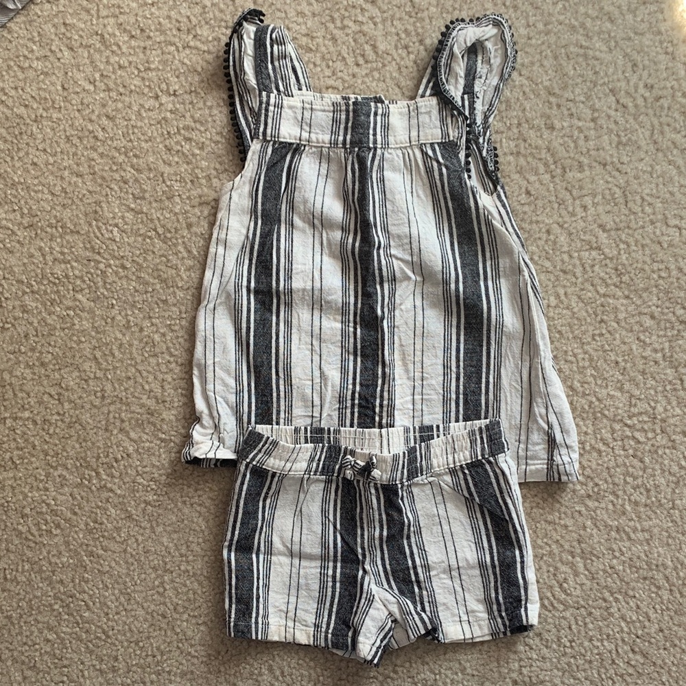Carter's Black & White Striped tank and shorts set